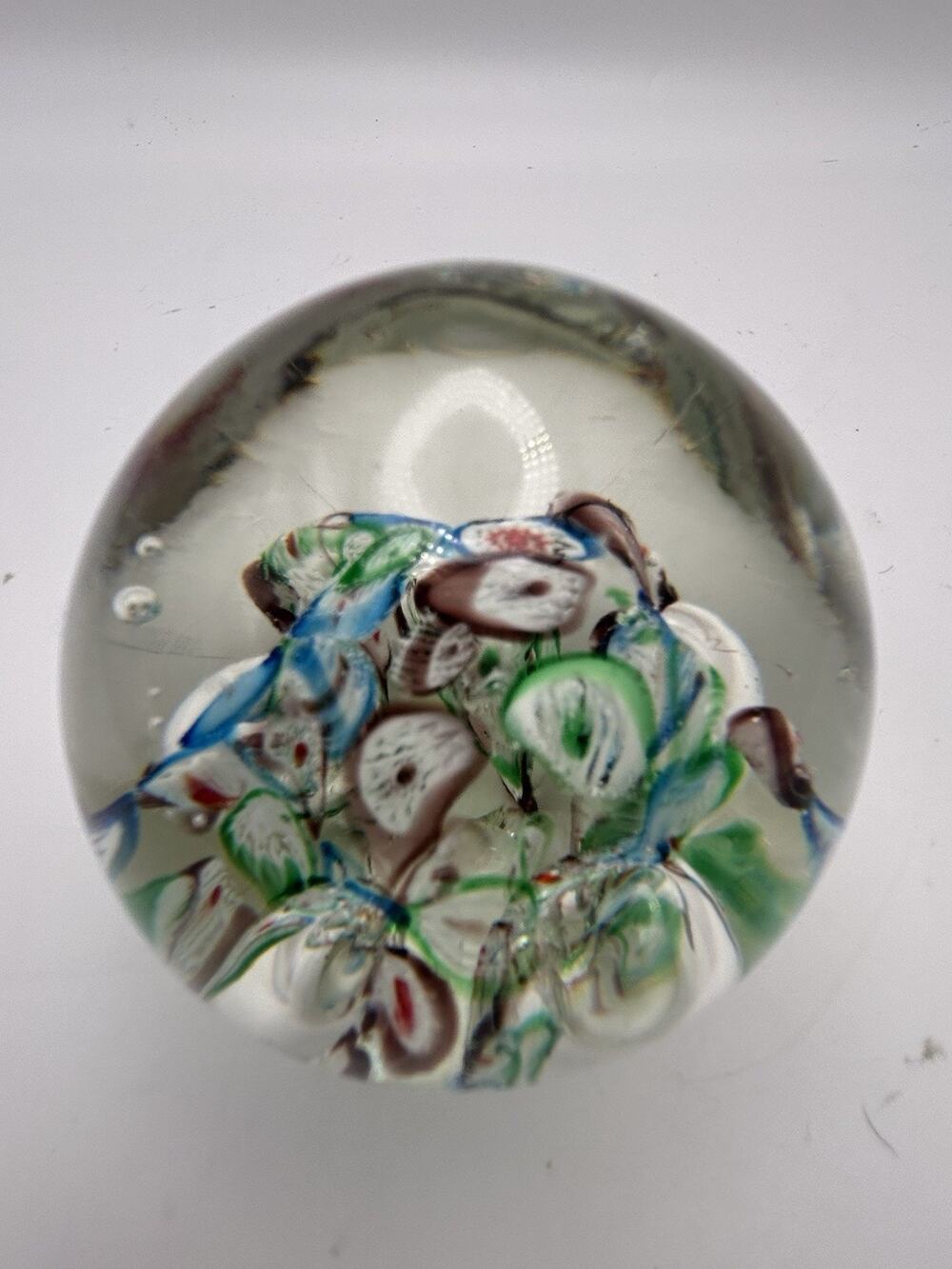 Vintage Murano Millefiori Glass Paperweight Multicolor 2 Inch Round Art Glass